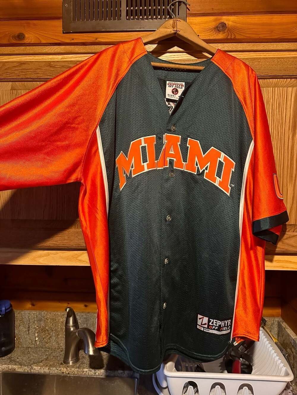 Vintage University of Miami Hurricanes Zephyr Off Field Baseball Jersey